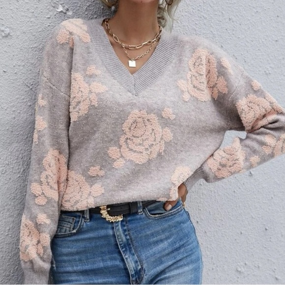 New floral long  sleeve sweater - Picture 5 of 5